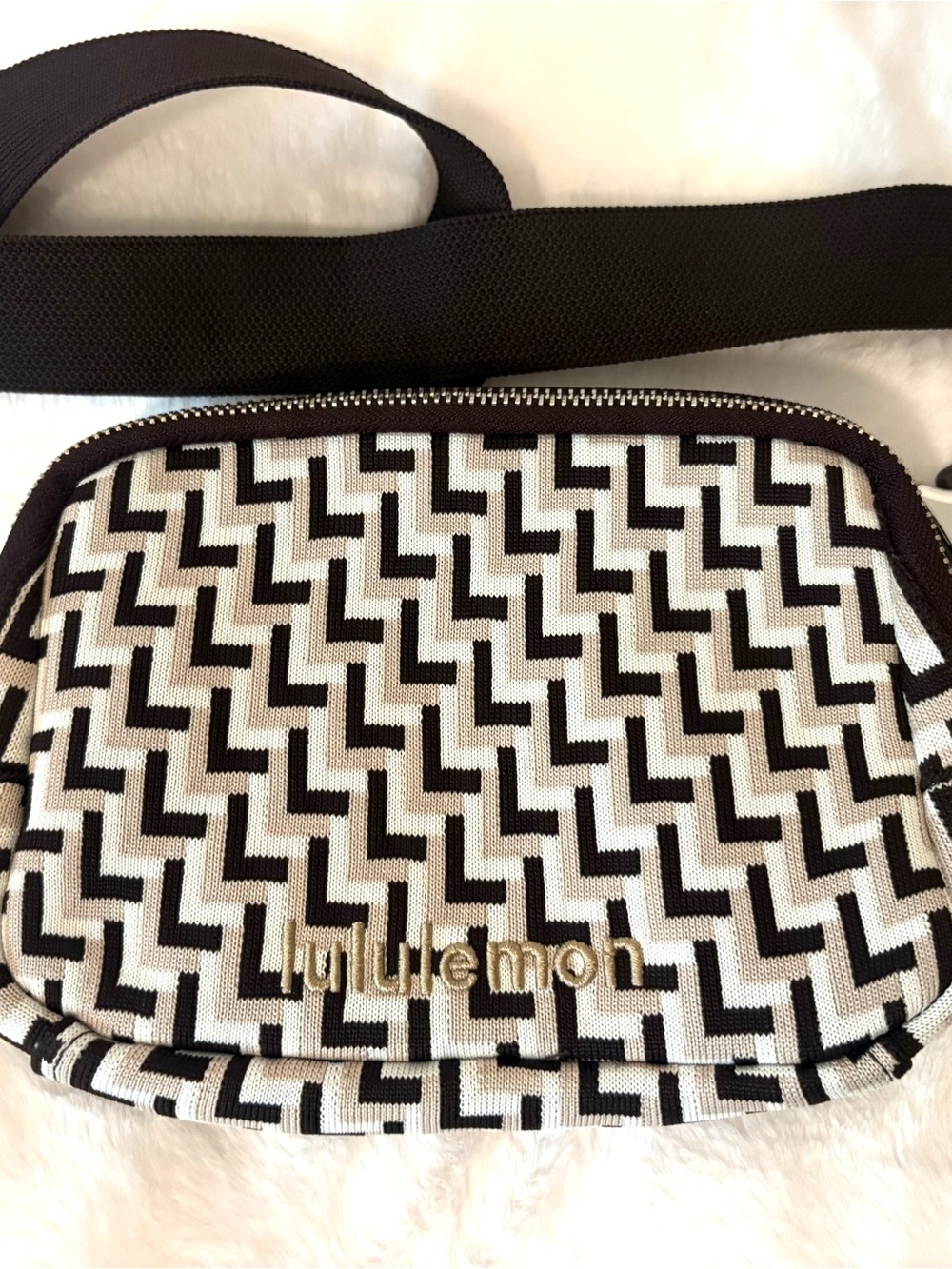 Lululemon Geometric Canvas Belt Bag in Brown & Cream